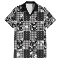 Black Palaka Japanese Patterns Family Matching Off The Shoulder Long Sleeve Dress and Hawaiian Shirt Koi Fish Asanoha Sakura Patchwork Stylized LT14 Dad's Shirt - Short Sleeve Black - Polynesian Pride