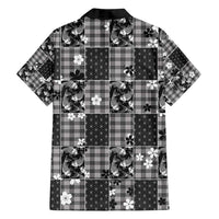 Black Palaka Japanese Patterns Family Matching Off Shoulder Maxi Dress and Hawaiian Shirt Koi Fish Asanoha Sakura Patchwork Stylized - Polynesian Pride