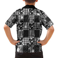 Black Palaka Japanese Patterns Family Matching Short Sleeve Bodycon Dress and Hawaiian Shirt Koi Fish Asanoha Sakura Patchwork Stylized LT14 - Polynesian Pride