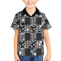 Black Palaka Japanese Patterns Hawaiian Shirt Koi Fish Asanoha Sakura Patchwork Stylized - Polynesian Pride