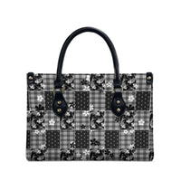 Black Palaka Japanese Patterns Leather Bag Koi Fish Asanoha Sakura Patchwork Stylized - Polynesian Pride