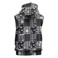 Black Palaka Japanese Patterns Sleeveless Zip Hoodie Koi Fish Asanoha Sakura Patchwork Stylized LT14 - Polynesian Pride