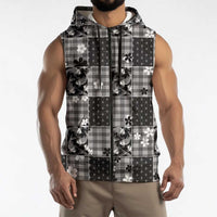 Black Palaka Japanese Patterns Sleeveless Zip Hoodie Koi Fish Asanoha Sakura Patchwork Stylized LT14 - Polynesian Pride