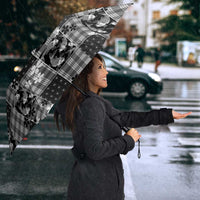 Black Palaka Japanese Patterns Umbrella Koi Fish Asanoha Sakura Patchwork Stylized - Polynesian Pride