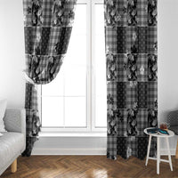 Black Palaka Japanese Patterns Window Curtain Koi Fish Asanoha Sakura Patchwork Stylized - Polynesian Pride