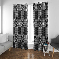 Black Palaka Japanese Patterns Window Curtain Koi Fish Asanoha Sakura Patchwork Stylized - Polynesian Pride