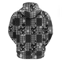 Black Palaka Japanese Patterns Zip Hoodie Koi Fish Asanoha Sakura Patchwork Stylized LT14 - Polynesian Pride