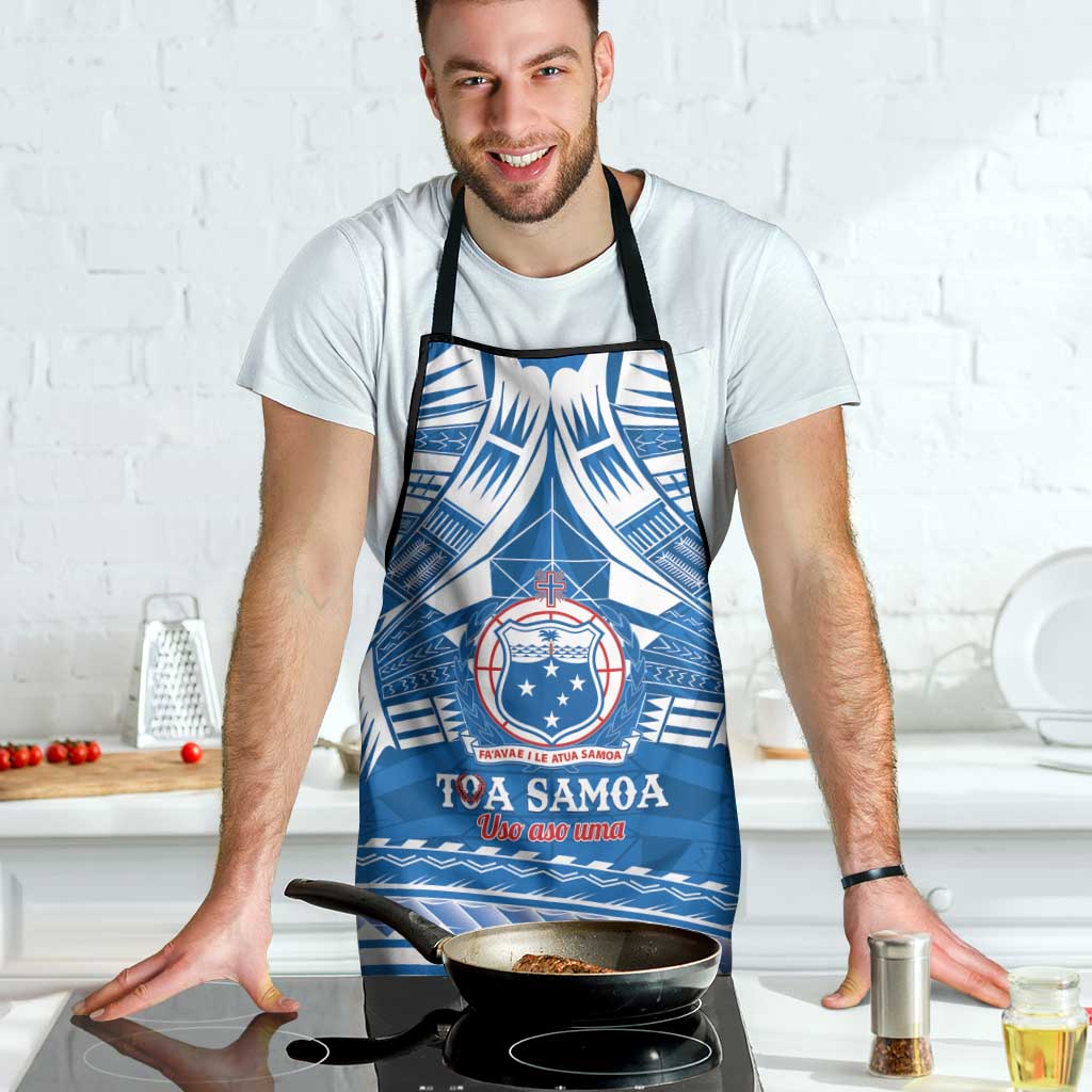 Toa Samoa Rugby Custom Apron Uso aso uma Samoan Pattern Blue - Polynesian Pride