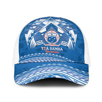 Toa Samoa Rugby Baseball Net Cap Uso aso uma Samoan Pattern Blue - Polynesian Pride