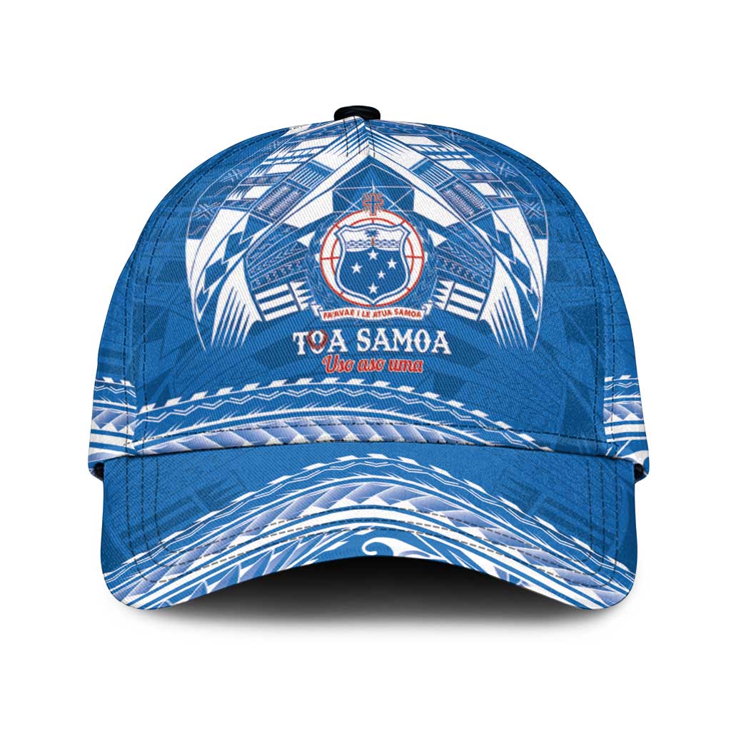 Toa Samoa Rugby Classic Cap Uso aso uma Samoan Pattern Blue - Polynesian Pride