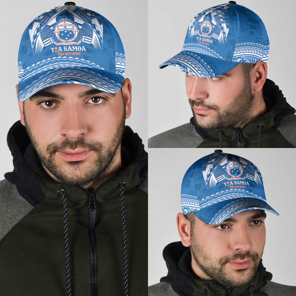 Toa Samoa Rugby Classic Cap Uso aso uma Samoan Pattern Blue - Polynesian Pride