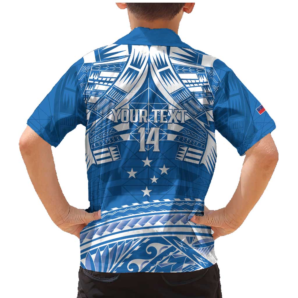 Toa Samoa Rugby Custom Family Matching Mermaid Dress and Hawaiian Shirt Uso aso uma Samoan Pattern Blue LT14 - Polynesian Pride