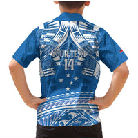 Toa Samoa Rugby Custom Family Matching Mermaid Dress and Hawaiian Shirt Uso aso uma Samoan Pattern Blue LT14 - Polynesian Pride