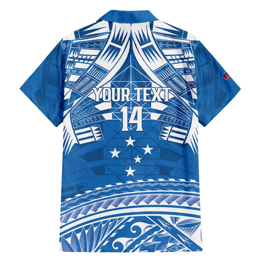 Toa Samoa Rugby Custom Family Matching Off Shoulder Maxi Dress and Hawaiian Shirt Uso aso uma Samoan Pattern Blue LT14 - Polynesian Pride