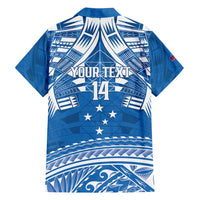 Toa Samoa Rugby Custom Family Matching Off Shoulder Short Dress and Hawaiian Shirt Uso aso uma Samoan Pattern Blue LT14 - Polynesian Pride