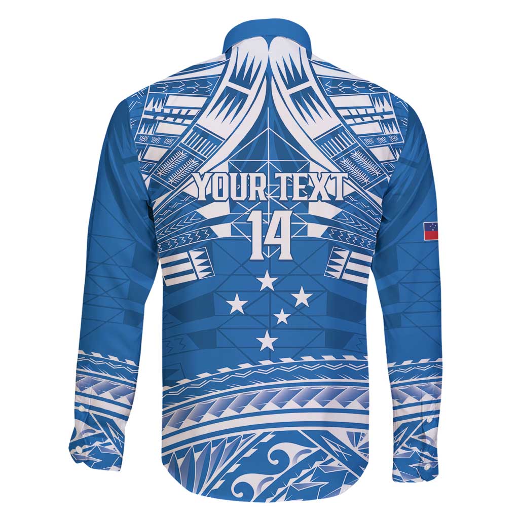 Toa Samoa Rugby Custom Family Matching Short Sleeve Bodycon Dress and Hawaiian Shirt Uso aso uma Samoan Pattern Blue LT14 - Polynesian Pride
