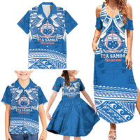 Toa Samoa Rugby Custom Family Matching Summer Maxi Dress and Hawaiian Shirt Uso aso uma Samoan Pattern Blue LT14 - Polynesian Pride