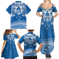 Toa Samoa Rugby Custom Family Matching Summer Maxi Dress and Hawaiian Shirt Uso aso uma Samoan Pattern Blue LT14 - Polynesian Pride