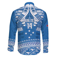 Toa Samoa Rugby Custom Family Matching Summer Maxi Dress and Hawaiian Shirt Uso aso uma Samoan Pattern Blue LT14 - Polynesian Pride