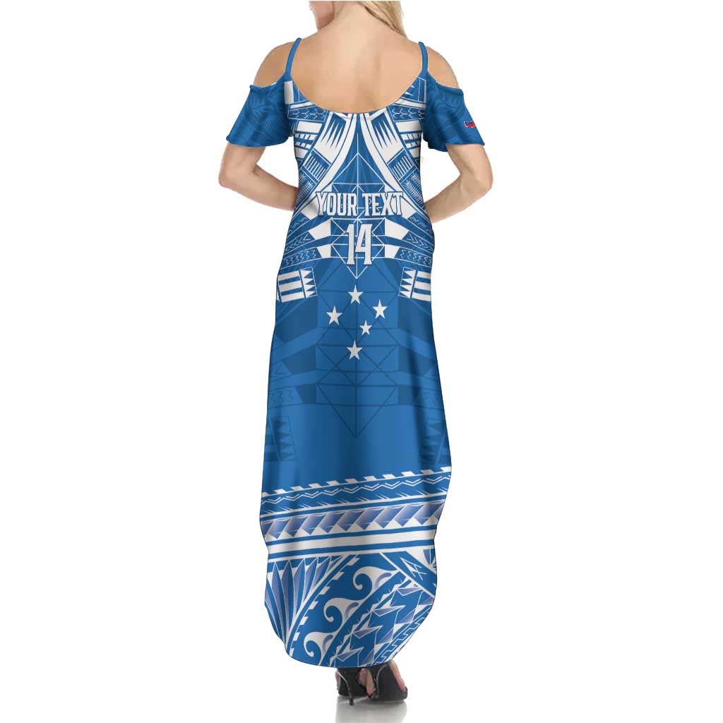 Toa Samoa Rugby Custom Family Matching Summer Maxi Dress and Hawaiian Shirt Uso aso uma Samoan Pattern Blue LT14 - Polynesian Pride
