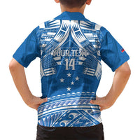 Toa Samoa Rugby Custom Family Matching Tank Maxi Dress and Hawaiian Shirt Uso aso uma Samoan Pattern Blue LT14 - Polynesian Pride
