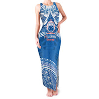 Toa Samoa Rugby Custom Family Matching Tank Maxi Dress and Hawaiian Shirt Uso aso uma Samoan Pattern Blue LT14 Mom's Dress Blue - Polynesian Pride