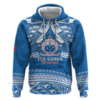 Toa Samoa Rugby Custom Hoodie Uso aso uma Samoan Pattern Blue - Polynesian Pride