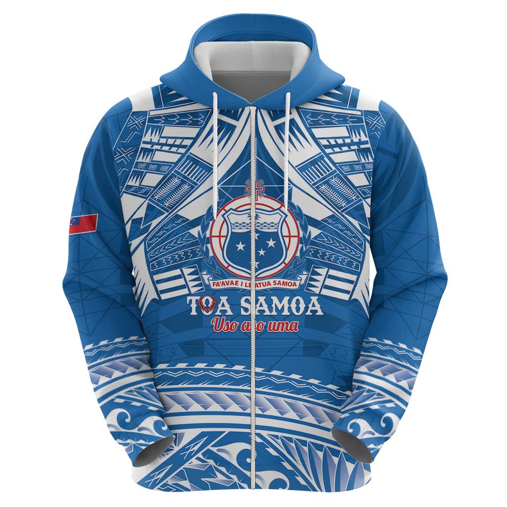 Toa Samoa Rugby Custom Hoodie Uso aso uma Samoan Pattern Blue - Polynesian Pride