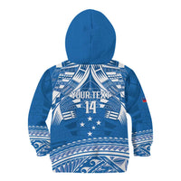 Toa Samoa Rugby Custom Kid Hoodie Uso aso uma Samoan Pattern Blue - Polynesian Pride