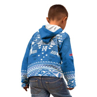 Toa Samoa Rugby Custom Kid Hoodie Uso aso uma Samoan Pattern Blue - Polynesian Pride