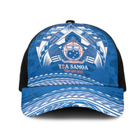 Toa Samoa Rugby Mesh Trucker Cap Uso aso uma Samoan Pattern Blue - Polynesian Pride
