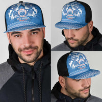 Toa Samoa Rugby Mesh Trucker Cap Uso aso uma Samoan Pattern Blue - Polynesian Pride