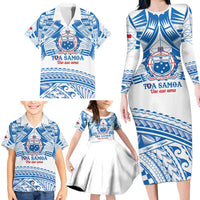 Toa Samoa Rugby Custom Family Matching Long Sleeve Bodycon Dress and Hawaiian Shirt Uso aso uma Samoan Pattern White LT14 - Polynesian Pride