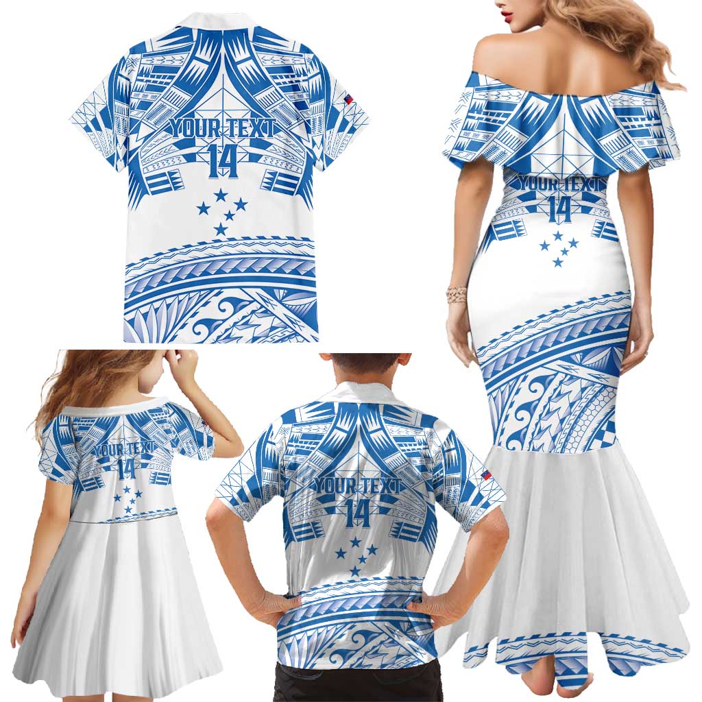 Toa Samoa Rugby Custom Family Matching Mermaid Dress and Hawaiian Shirt Uso aso uma Samoan Pattern White LT14 - Polynesian Pride
