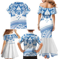 Toa Samoa Rugby Custom Family Matching Mermaid Dress and Hawaiian Shirt Uso aso uma Samoan Pattern White LT14 - Polynesian Pride