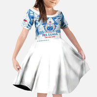 Toa Samoa Rugby Custom Family Matching Off Shoulder Maxi Dress and Hawaiian Shirt Uso aso uma Samoan Pattern White LT14 Daughter's Dress White - Polynesian Pride
