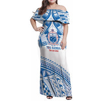 Toa Samoa Rugby Custom Family Matching Off Shoulder Maxi Dress and Hawaiian Shirt Uso aso uma Samoan Pattern White LT14 Mom's Dress White - Polynesian Pride