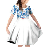 Toa Samoa Rugby Custom Family Matching Off Shoulder Short Dress and Hawaiian Shirt Uso aso uma Samoan Pattern White LT14 Daughter's Dress White - Polynesian Pride
