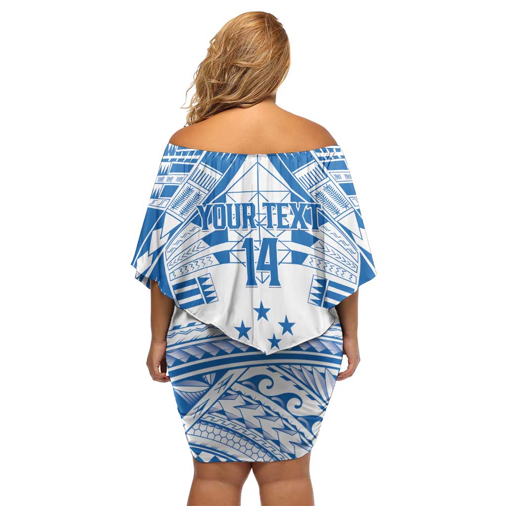 Toa Samoa Rugby Custom Family Matching Off Shoulder Short Dress and Hawaiian Shirt Uso aso uma Samoan Pattern White LT14 - Polynesian Pride