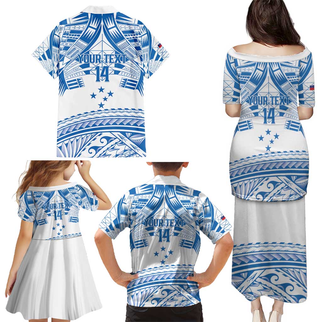 Toa Samoa Rugby Custom Family Matching Puletasi and Hawaiian Shirt Uso aso uma Samoan Pattern White - Polynesian Pride