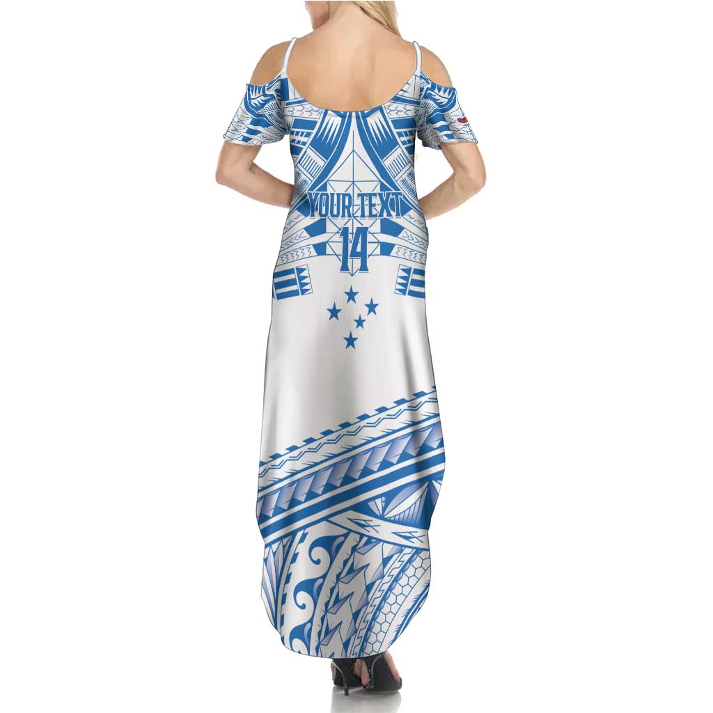 Toa Samoa Rugby Custom Family Matching Summer Maxi Dress and Hawaiian Shirt Uso aso uma Samoan Pattern White LT14 - Polynesian Pride