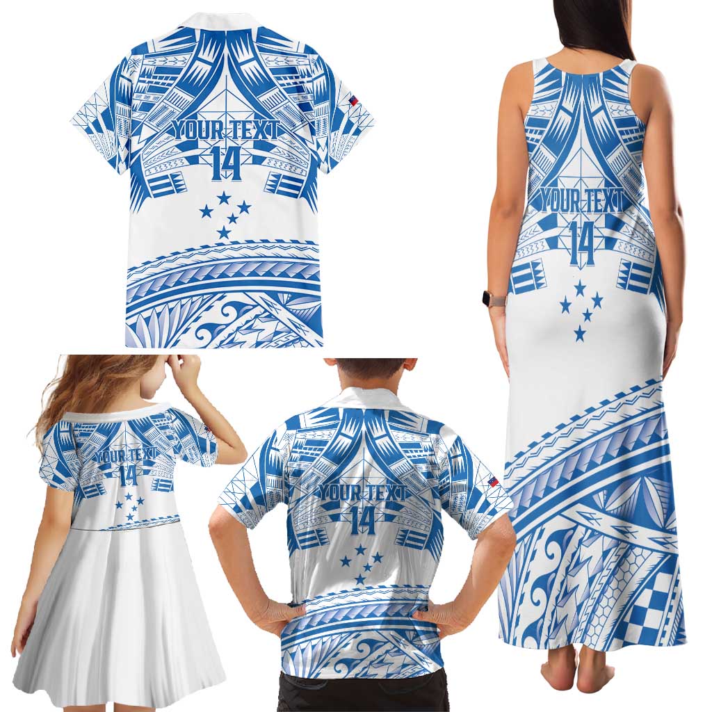 Toa Samoa Rugby Custom Family Matching Tank Maxi Dress and Hawaiian Shirt Uso aso uma Samoan Pattern White LT14 - Polynesian Pride