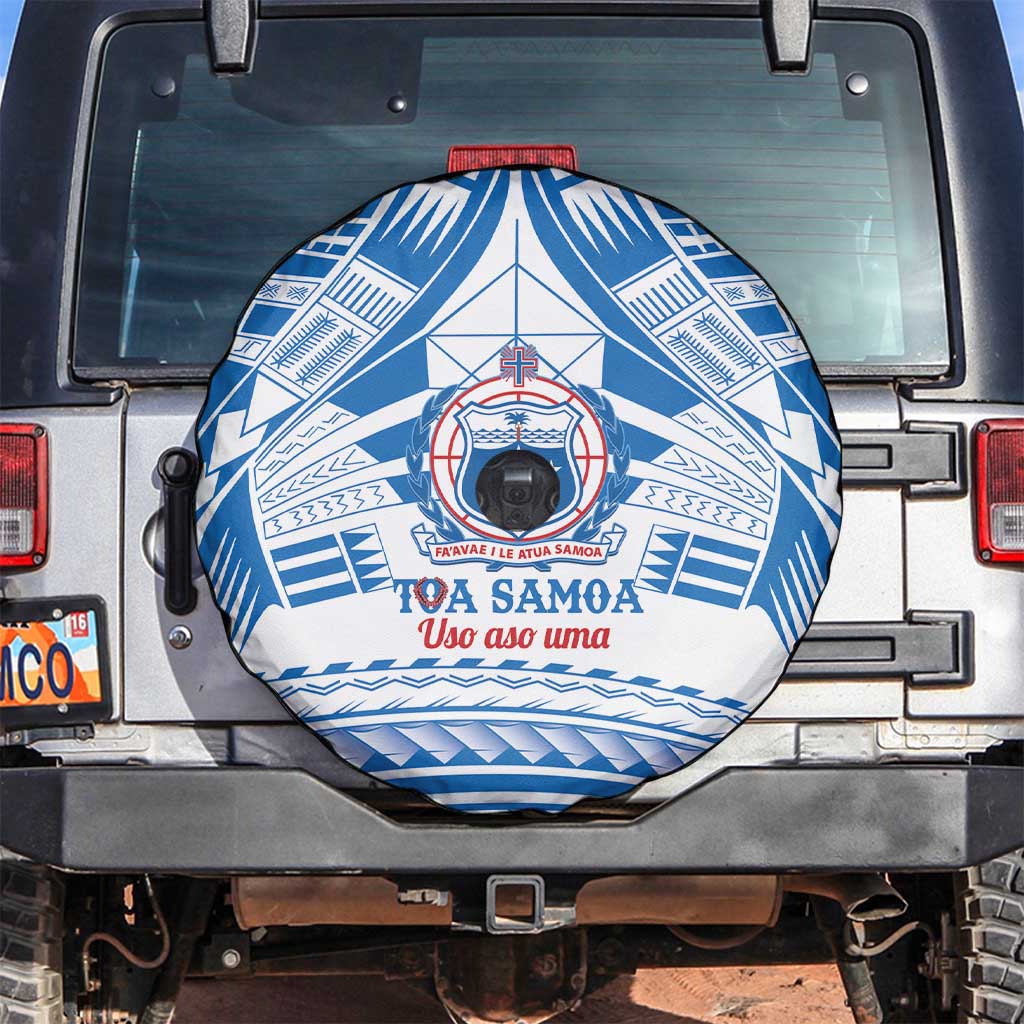 Toa Samoa Rugby Custom Spare Tire Cover Uso aso uma Samoan Pattern White LT14 White - Polynesian Pride