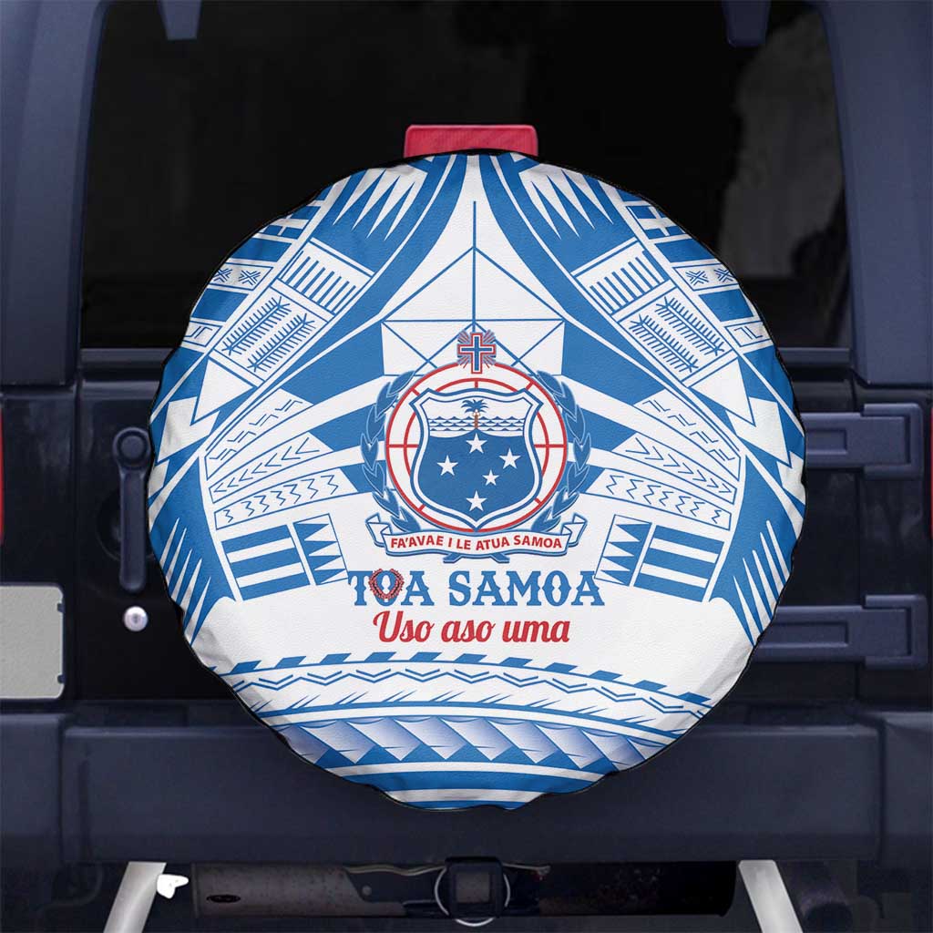 Toa Samoa Rugby Custom Spare Tire Cover Uso aso uma Samoan Pattern White LT14 No hole White - Polynesian Pride