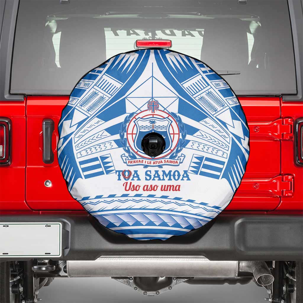 Toa Samoa Rugby Custom Spare Tire Cover Uso aso uma Samoan Pattern White LT14 - Polynesian Pride