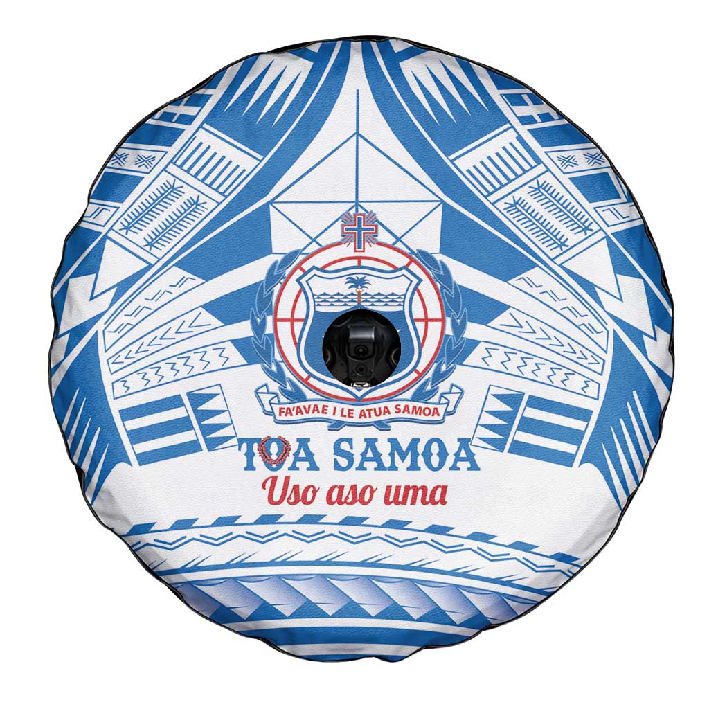 Toa Samoa Rugby Custom Spare Tire Cover Uso aso uma Samoan Pattern White LT14 - Polynesian Pride