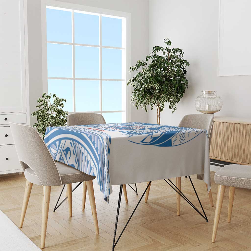 Toa Samoa Rugby Custom Tablecloth Uso aso uma Samoan Pattern White - Polynesian Pride