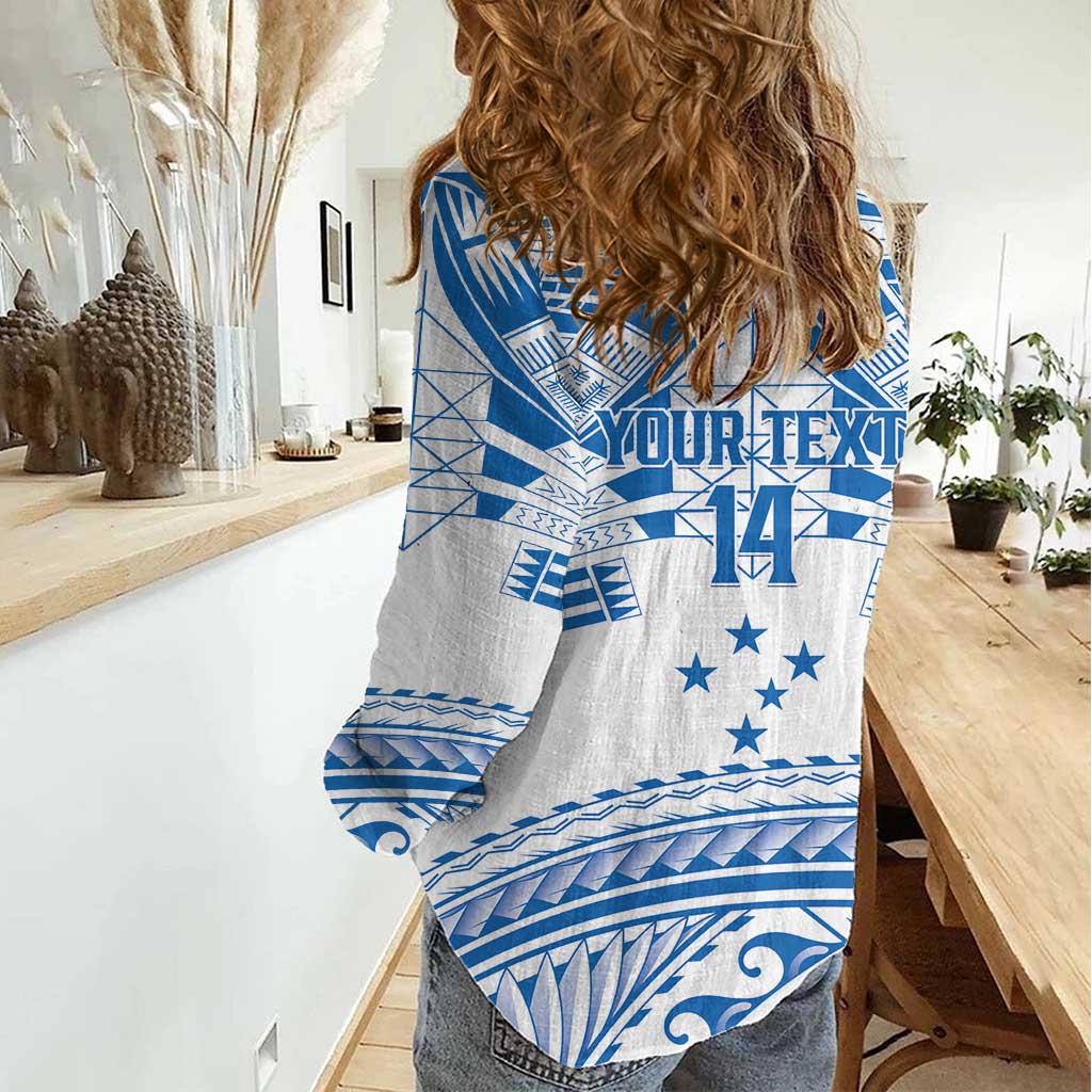 Toa Samoa Rugby Custom Women Casual Shirt Uso aso uma Samoan Pattern White - Polynesian Pride