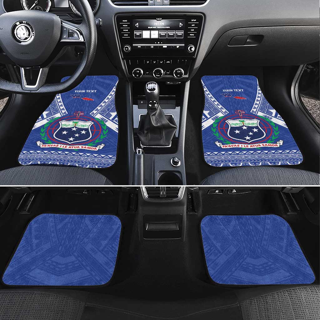 Personalised Samoa 685 Car Mats Samoan Pride Coat Of Arms LT14 Set 4pcs Blue - Polynesian Pride