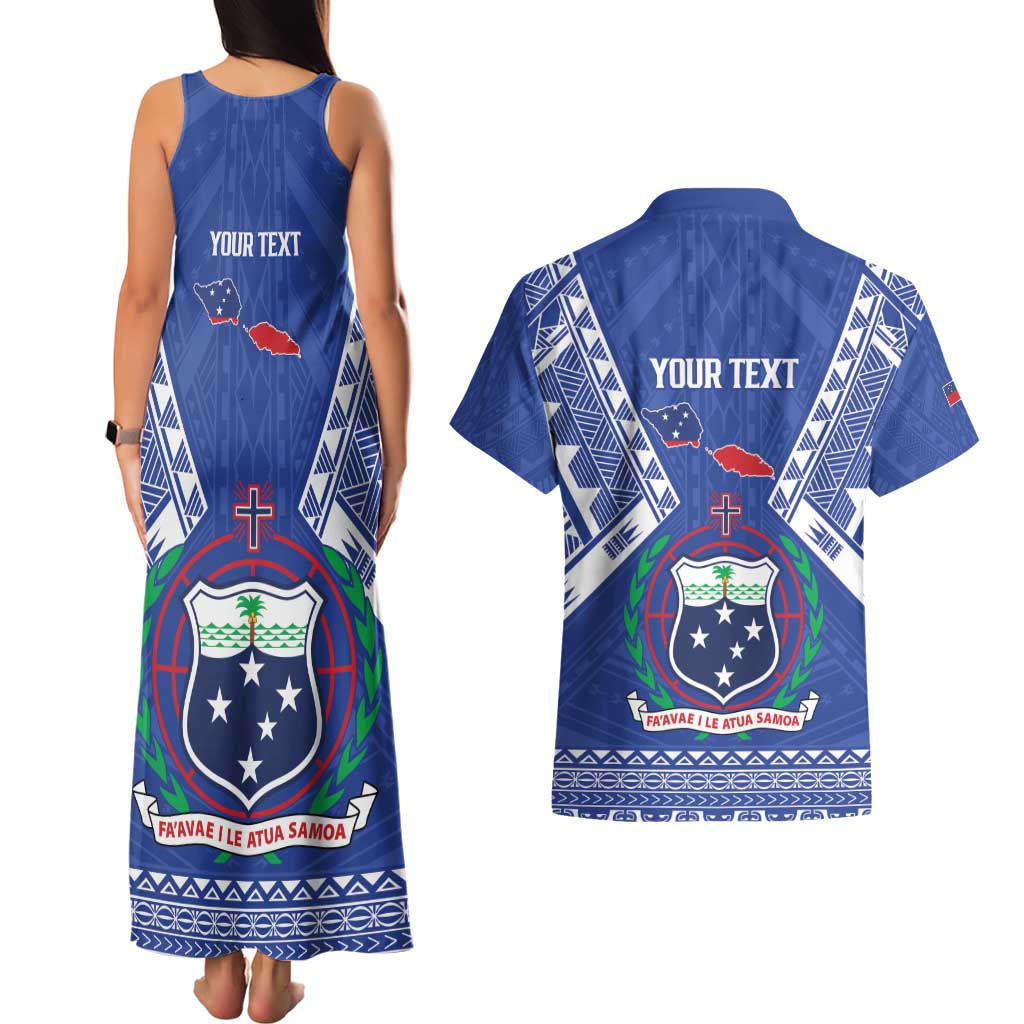 Personalised Samoa 685 Couples Matching Tank Maxi Dress and Hawaiian Shirt Samoan Pride Coat Of Arms LT14 - Polynesian Pride